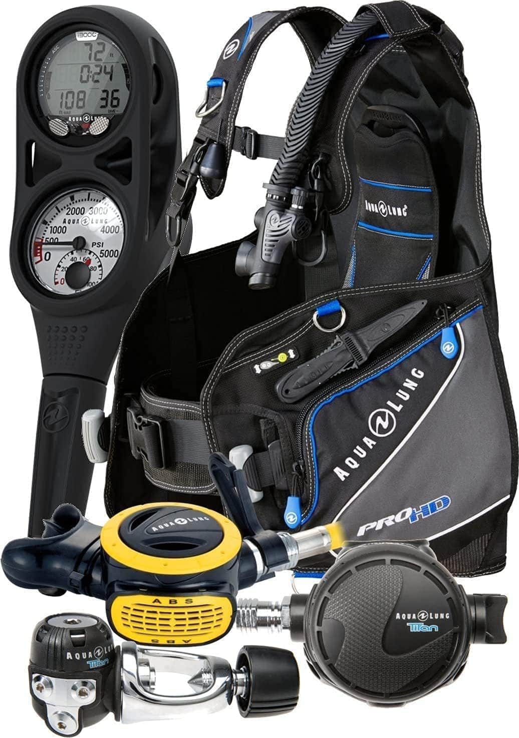 Aqua Lung Pro HD BCD i300C Dive Computer Titan Regulator Package
